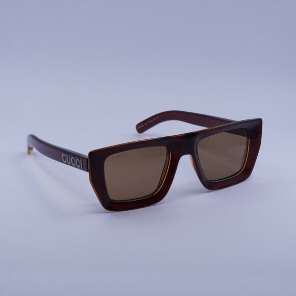 Gucci GG1723S 002 Sunglasses Transparent Brown Square Frame, Brown Lenses - Picture 1 of 12